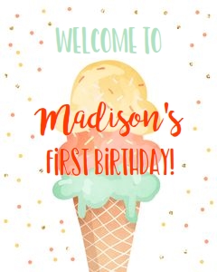 Welcome Sign Ice Cream Yellow Orange Mint design preview