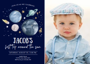 Invitation Space Planets Boy Dark - Photo design preview