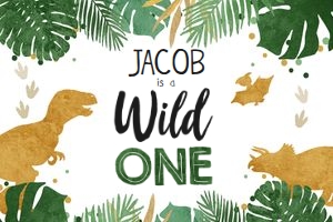 Backdrop Banner Gold Dinosaur Wild One Boy design preview