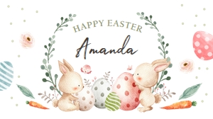 Gift Box Label Watercolor Bunnies Easter design preview