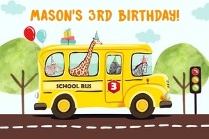Backdrop Banner School Bus White design preview