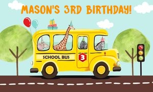 Backdrop Banner School Bus Blue design preview
