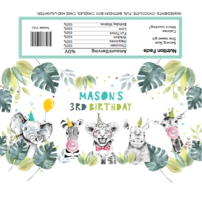Candy Bar Wrapper Party Animals Boy design preview