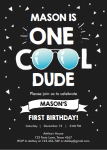 Birthday Invitation One Cool Dude Dark design preview