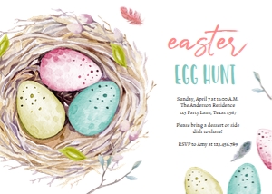 Invitation Easter Egg Hunt Eggs Nest Colors design preview