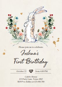 Birthday Invitation The Velveteen Rabbit design preview