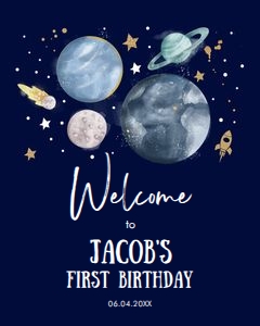 Welcome Sign Birthday Space Dark Boy design preview