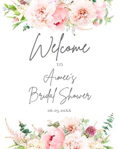Welcome Sign Bridal Shower Botanical Flowers design preview