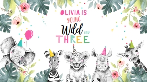 Gable Box Label Party Animals Safari Pink Wild Three design preview