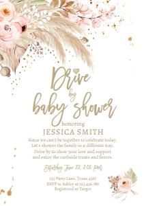 Baby Shower Invitation Drive By Pampas Grass design preview