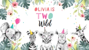 Gable Box Label Party Animals Safari Pink Two Wild design preview