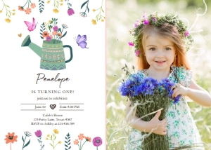Invitation Wild Flowers Garden Butterflies - Photo design preview