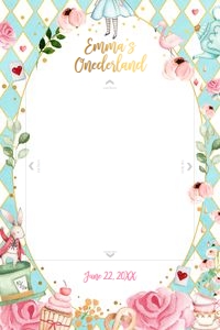Photo Booth Frame Alice in Onederland Blue design preview