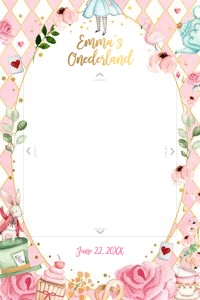 Photo Booth Frame Alice in Onederland Pink design preview