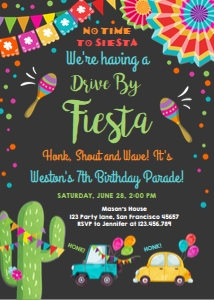 Birthday Invitation Drive By Fiesta Dark design preview