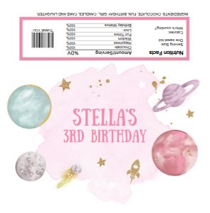 Candy Bar Wrapper Space Planets Girl White design preview