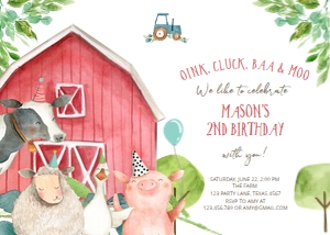Birthday Invitation Farm Animals Large Barn Boy design preview