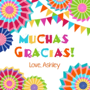 Favor Tag Fiesta Banners White Square: Favor Tag Fiesta Banners White