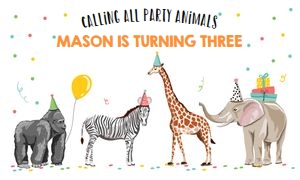Backdrop Banner Party Animals Safari Boy design preview