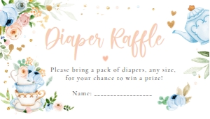 Diaper Raffle Ticker Baby is Brewing Tea V3 Blue design preview
