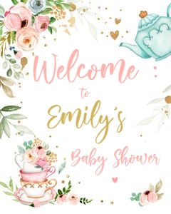 Welcome Sign Baby Shower White V3 design preview