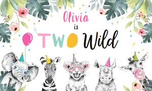 Backdrop Banner Party Animals Two Wild Girl design preview