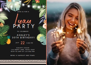 Birthday Invitation Tropical Luau Party Photo design preview