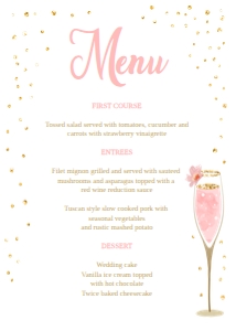 Menu Card Brunch and Bubbly Pink 5x7 design preview