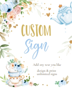 Custom Editable Sign Tea Blue design preview