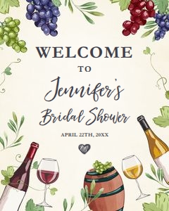 Welcome Sign Wine Bridal Shower v3 design preview