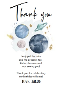 Thank You Card Space Boy White design preview
