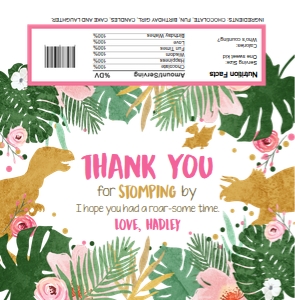 Candy Bar Wrapper Gold Dinosaur Pink design preview