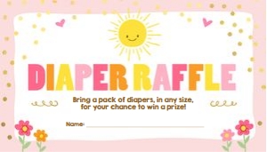 Diaper Raffle Ticket Little Sunshine Pink design preview