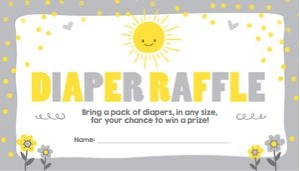Diaper Raffle Ticket Little Sunshine Grey design preview