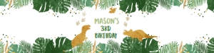 Water Bottle Labels Dinosaurs Gold White Boy design preview