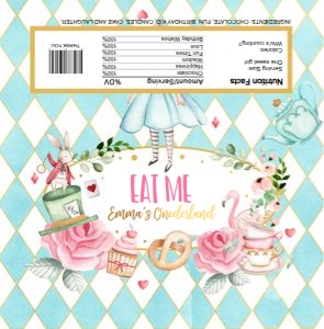 Candy Bar Wrapper Alice in Onederland Blue design preview