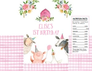 Chip Bag Farm Animals Pink White design preview
