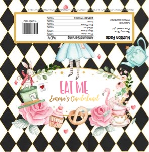 Candy Bar Wrapper Alice in Onederland Black design preview