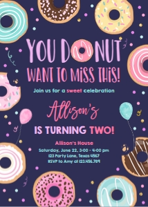 Birthday Invitation Girl Donut Want to Miss This Dark design preview