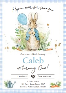 Invitation Birthday Peter Rabbit Blue v2 design preview