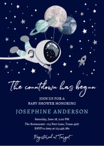Invitation Space Planets Balloons Boy Baby Shower Dark design preview