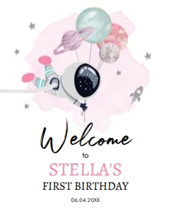 Welcome Sign Birthday Space Astronaut White Girl design preview