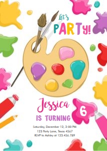 Birthday Invitation Art Party Palet Girl Bright design preview