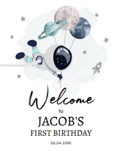 Welcome Sign Birthday Space Astronaut White Boy design preview