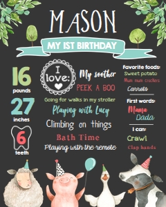 Milestones Poster Farm Animals Boy Chalk design preview