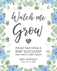 Sign Watch Me Grow Eucalyptus Blue design preview