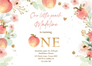Birthday Invitation Peach One Horizontal design preview