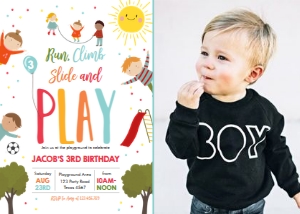Birthday Invitation Playground Boy Photo design preview