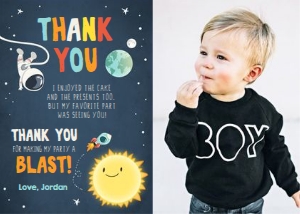 Thank You Card Space Boy Photo design preview