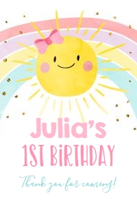 Capri Sun Labels Birthday Sunshine Rainbow Pastel design preview